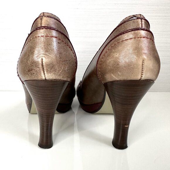 Charles David Round Toe Leather Pumps Taupe Brown Womens Size 8 - Picture 7 of 8